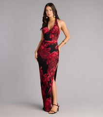 Parker Floral Mesh Slit Formal Dress