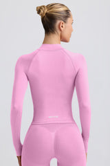 Define Luxe Zip-Up Jacket In Bubblegum Pink
