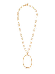 Large Oval Pendant Chain Link Necklace