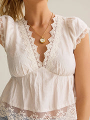 Bella Lace Trim Babydoll Top