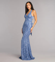 Kate Sequin Chiffon Tie Mermaid Formal Dress