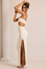 Embellished Cut Out Maxi Dress In White
