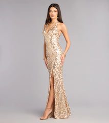 Emely Floral Sequin High Slit Mermaid Dress