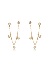 Double Piercing Multi-Crystal Dangle Earrings