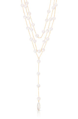 Pearl Coin Layered Lariat Necklace