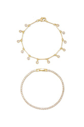 Crystal Droplet Chain Bracelet Set