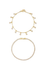 Crystal Droplet Chain Bracelet Set