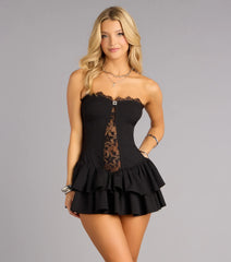 All Eyes On You Lace Trim Mini Dress