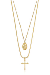 Like a Prayer Layered Cross and Coin Necklace