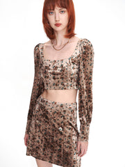 Midnight Flower Velvet Crop Top