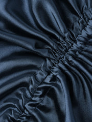 Satin Drawstring Split Midi Skirt