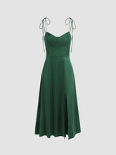 Solid Satin Corset Slit Dress