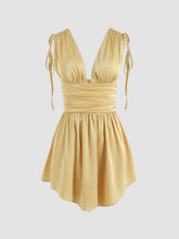 Solid Satin Ruched Mini Dress