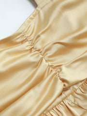 Solid Satin Ruched Mini Dress