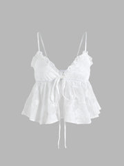 Solid Ruffle Hem V-Neck Cami Top