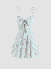 Ruffles Trim Tie Corset Dress