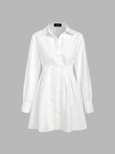 Button Up Collar Long Sleeve Mini Dress