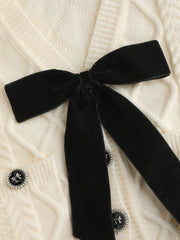 V-neck Bowknot Button Up Knit Crop Cardigan