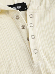 Stitch Button Detail Crop Hoodie