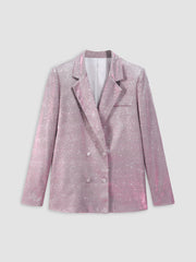 Glitter Notched Collar Oversized Blazer