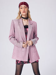 Glitter Notched Collar Oversized Blazer