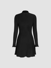Jersey Mock Neck Long Sleeve Short Dress