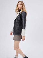 Faux Shearling Tailored Contrast Collar Jacket
