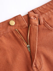 Denim Belted Mid Waist Shorts