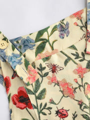 Lightweight Corduroy Floral Button Wide Leg Jumpsuit