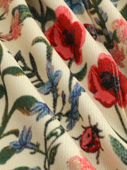 Lightweight Corduroy Floral Button Wide Leg Jumpsuit