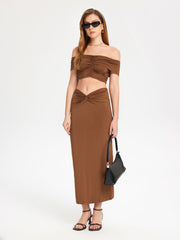 Ruched Off-shoulder Crop Top