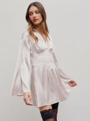 Satin Bell Sleeve Corset Dress