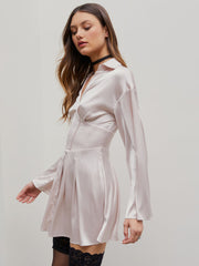Satin Bell Sleeve Corset Dress