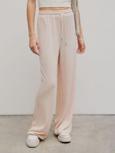 Solid Rib Drawstring Wide Leg Pants