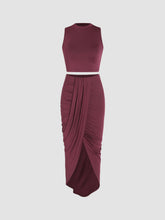 Jersey Crop Tank Top & Ruched Maxi Skirt