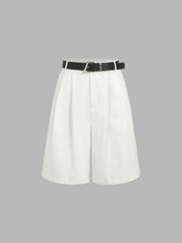 Pleated Knee Length Shorts With Belt