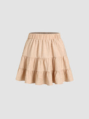 Solid Ruffle Tiered Mini Skirt