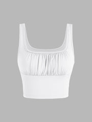 Solid Ruched Cami Crop Top