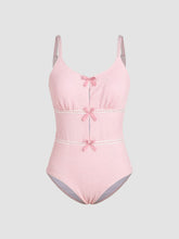 Knotted Lace Texture One Piece Swimsuit