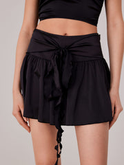 Knotted Ruffle High Waist Mini Skirt