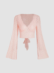 V-neck Floral Tie Back Crop Blouse