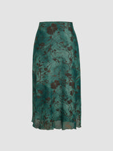 High Waist Mesh Floral Midi Skirt