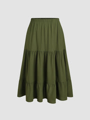Ruffle Elastic Waist Maxi Skirt Curve & Plus