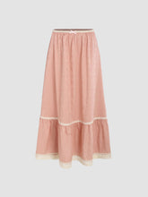 Paisley Lace Trim Tiered Maxi Skirt