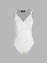 Ruched Wrap Twist Knit Bodysuit