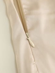 Solid Satin Asymmetrical Ruched Midi Dress