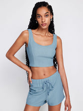 U-neckline Crop Tank Top & Knotted Wide Leg Shorts Set