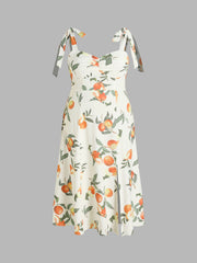 Fruit Knotted Split Midi Dress Curve & Plus