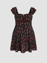 Rose Square Neck Ruffle Mini Dress Curve & Plus