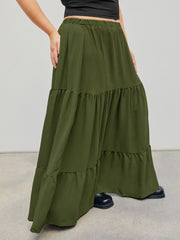 Ruffle Elastic Waist Maxi Skirt Curve & Plus